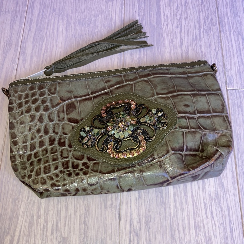 Leatherock Leather Alligator Crossbody Purse